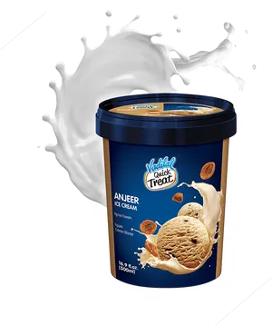 Anjeer Ice Cream Container Splash PNG Image