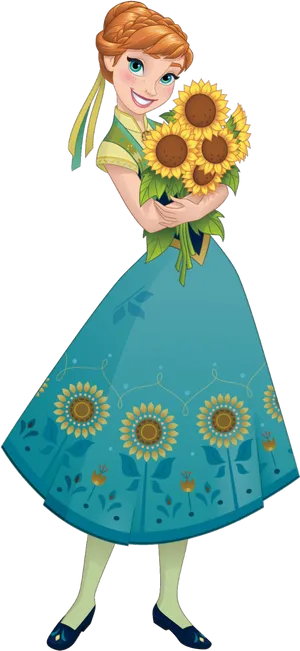 Anna Frozen Sunflower Bouquet PNG Image