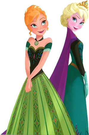 Annaand Elsa Frozen Characters PNG Image