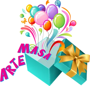 Anniversary Celebration Gift Box Balloons.png PNG Image