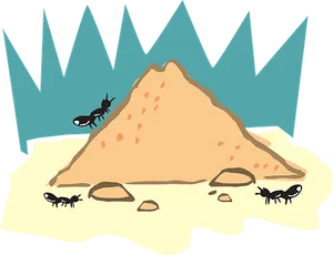 Ant Hill Cartoon Illustration PNG Image