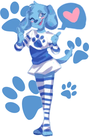 Anthropomorphic Blue Dog Cartoon Character PNG Image