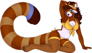 Anthropomorphic_ Fox_ Pinup_ Artwork PNG Image