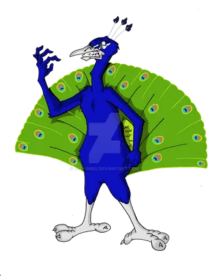 Anthropomorphic Peacock Cartoon PNG Image