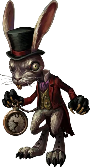 Anthropomorphic Rabbit With Pocket Watch PNG Image