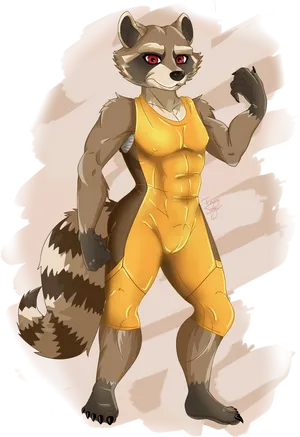 Anthropomorphic Raccoon Athlete Illustration PNG Image