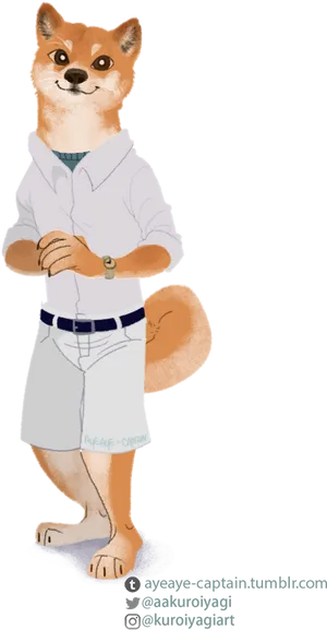 Anthropomorphic Shiba Inu Cartoon Character PNG Image