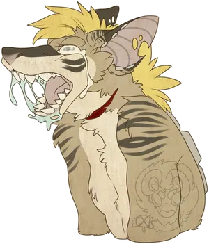 Anthropomorphic Wolf Drooling Artwork PNG Image