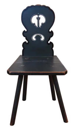 Antique Blue Wooden Chair PNG Image