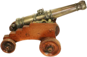 Antique Brass Cannon Model PNG Image