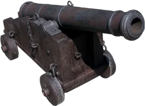 Antique Cannonon Wooden Carriage PNG Image