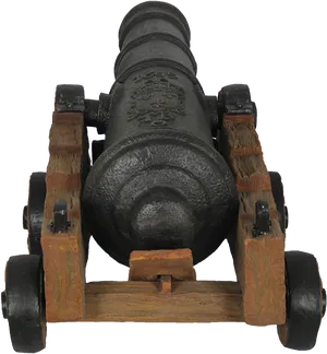 Antique Cannonon Wooden Carriage PNG Image