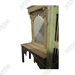 Antique Carved Wooden Dressing Table PNG Image