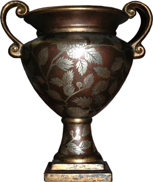 Antique Engraved Bronze Vase PNG Image