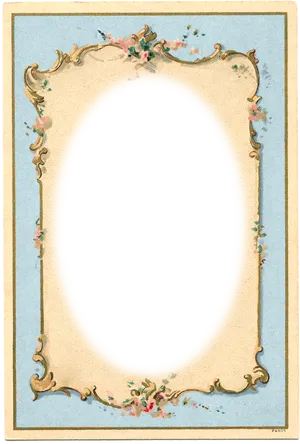 Antique Floral Oval Frame PNG Image