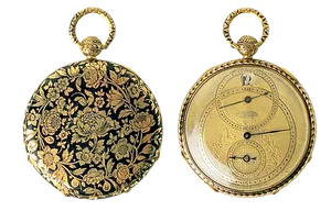 Antique Floral Pocket Watch PNG Image