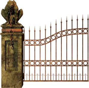 Antique Gargoyle Gate Design PNG Image