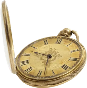 Antique Gold Pocket Watch PNG Image