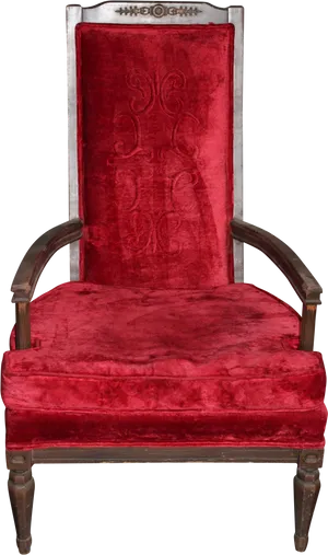 Antique Red Velvet Armchair PNG Image