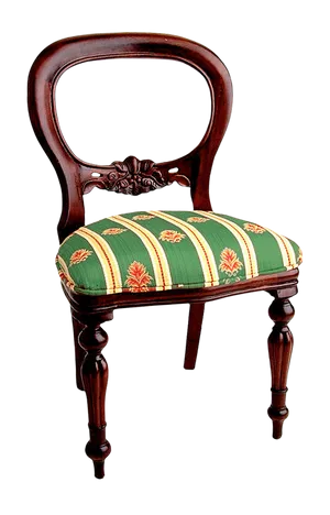 Antique Style Wooden Chairwith Upholstered Seat PNG Image