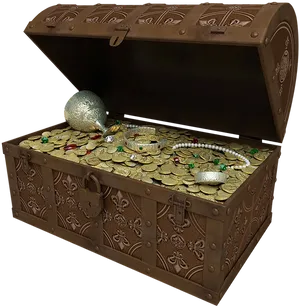 Antique Treasure Chest Fullof Goldand Jewels.png PNG Image