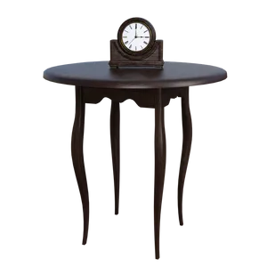 Antique Wooden Table With Clock PNG