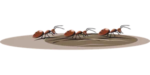 Ants On Ant Hill Illustration PNG Image