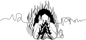 Anxiety Flame Head Illustration PNG Image