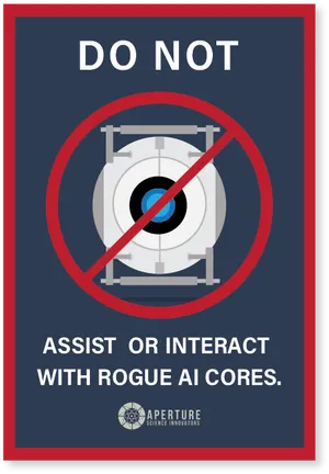 Aperture Science A I Core Warning Sign PNG
