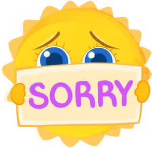 Apologetic Sun Character PNG Image