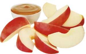 Apple Slices With Caramel Dip PNG Image