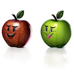 Apple With Face Cartoon Png Hme PNG Image