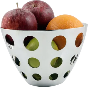 Apples_and_ Orange_in_ White_ Bowl PNG Image