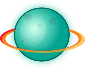 Aqua Planetwith Glowing Rings PNG Image