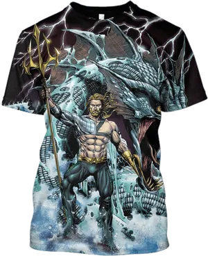 Aquaman Comic Art T Shirt Design PNG Image