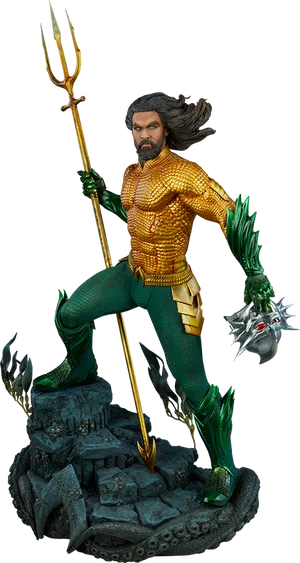 Aquaman Figure With Trident PNG Image