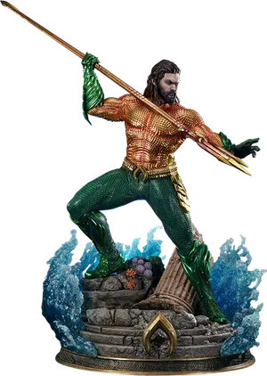 Aquaman Statue Action Pose PNG Image