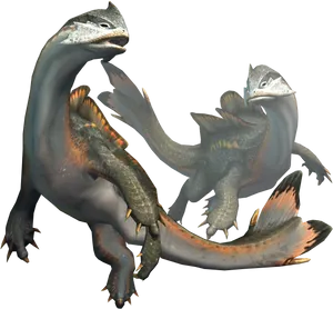 Aquatic Dragon Creatures Digital Art PNG Image