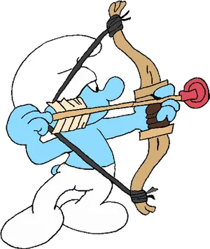 Archer Smurf With Bow And Arrow PNG Image