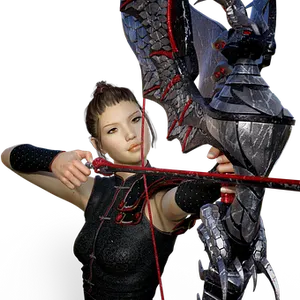 Archerwith Dragon Armor Bow PNG Image