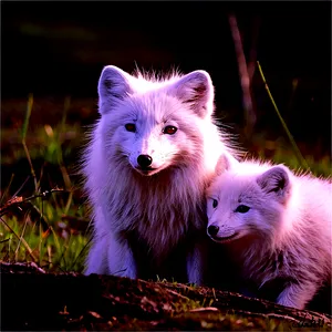 Arctic Fox Family Moment Png Woh PNG Image