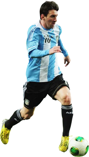 Argentinian Footballer In Action PNG Image