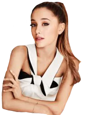 Ariana Grande White Outfit Pose PNG Image