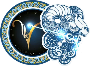 Aries Zodiac Sign Artwork PNG Image