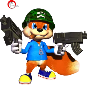 Armed Cartoon Squirrel Character PNG Image