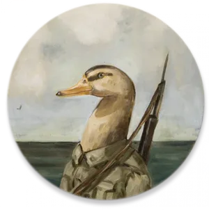 Armed Duck Painting PNG Image