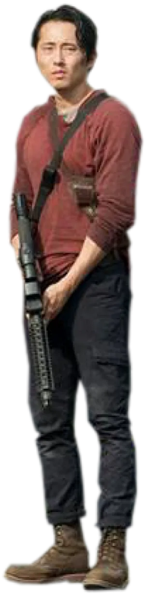 Armed Man Standing Alert PNG Image