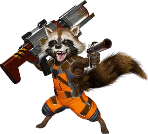 Armed Raccoon Character PNG Image