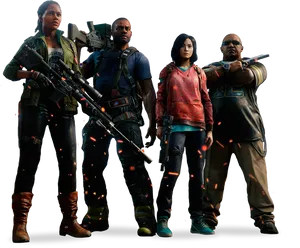 Armed Video Game Characters Readyfor Action PNG Image