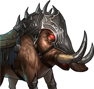 Armored Boar Fantasy Artwork PNG Image